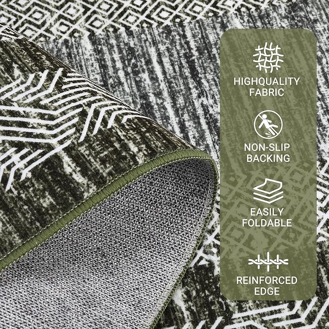 GarveeHome Modern Geometric Area Rug 4x6 Distressed Bordered Washable Non Slip - Image 5