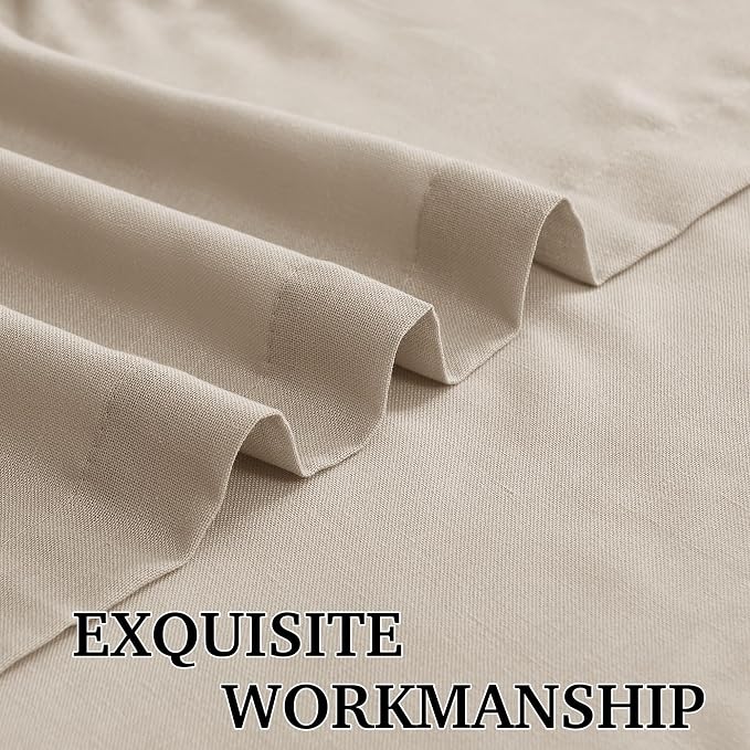 RYB HOME Linen Sheer Curtains 90 inches Long 2 Panels Set, Natural Lightweight - Image 5