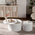 46.46'' White Round Coffee Table Set of 2 by JJKFurniture-kevinplus