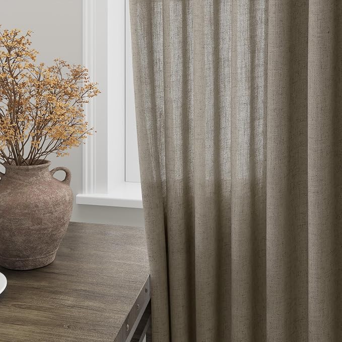 Mocha Linen Curtains 120 Inch Extra Long - Image 3