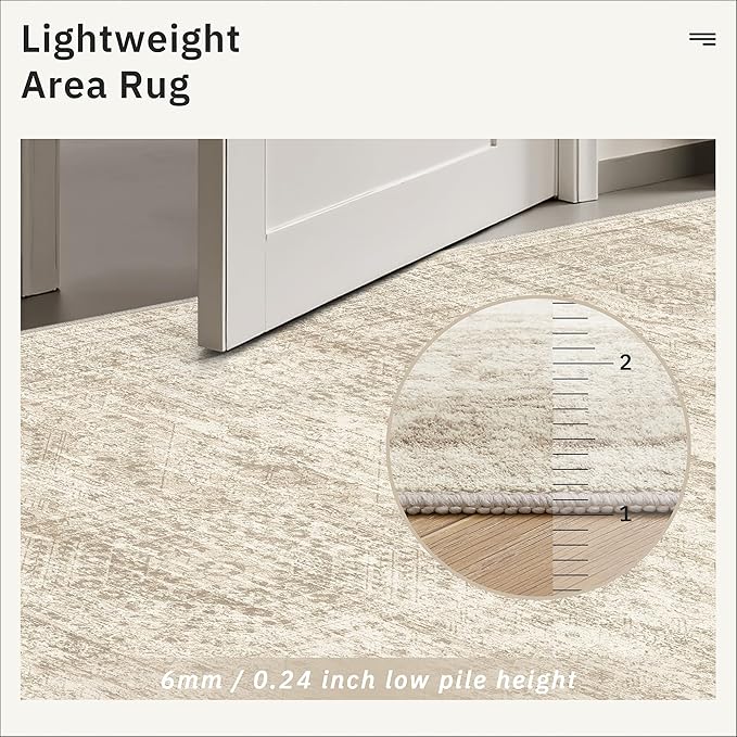 8x8 Beige Round Rug 8ft Living Room Circle Rug Vintage Round Area Rug Non Slip - Image 6
