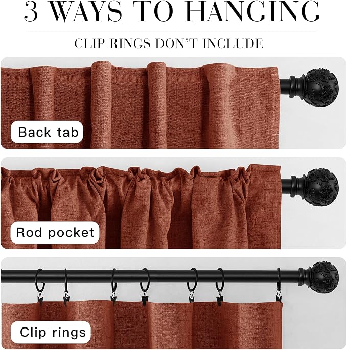RYB HOME 100% Blackout Linen Textured Curtains 96 inches Long, Insulating - Image 7