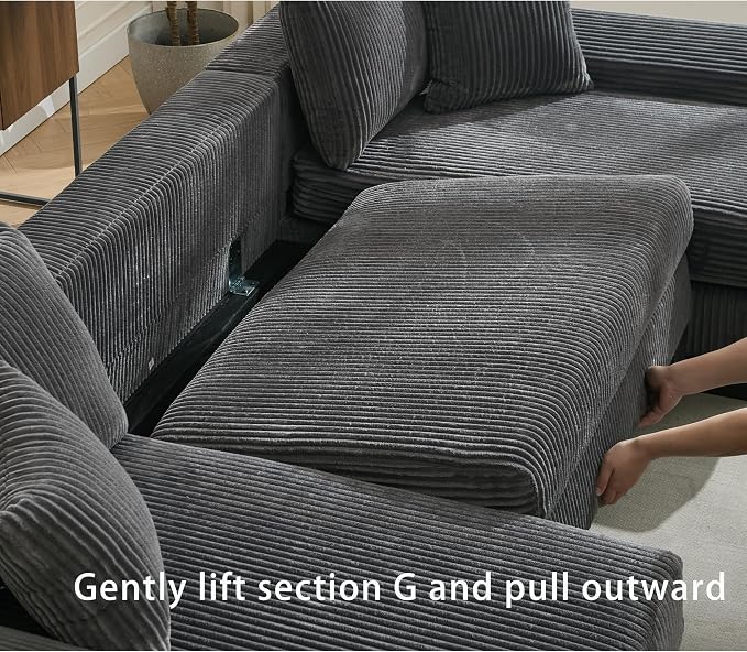 114" Sectional Couches with Pull Out Bed - Image 6