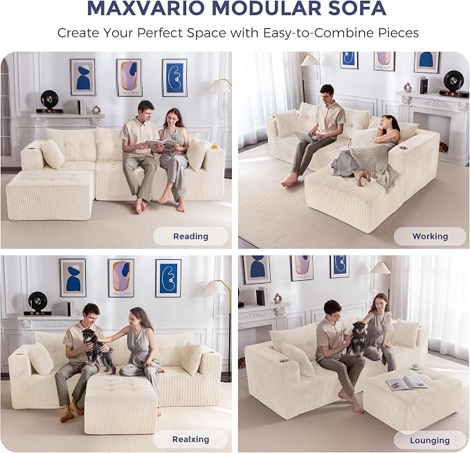 MAXYOYO Modular Sectional Sofa Couch, L Shaped Modern Cloud Couch - Image 3