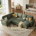 LINSY HOME Sectional Sofa with Pull Out Bed, 6 Seats Corduroy Reversible by LINSYHOME