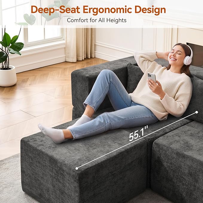 MONVANE Modular Sectional Sofa, Oversized 8 Seat Convertible U Shaped Couch - Image 4