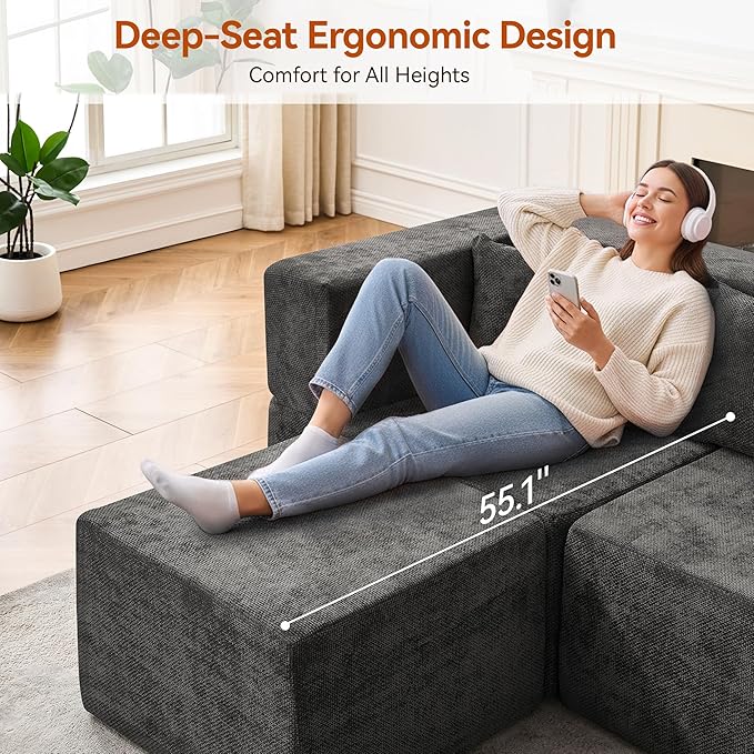 MONVANE Modular Sectional Sofa, Oversized 12 Seat Convertible U Shaped Couch - Image 5
