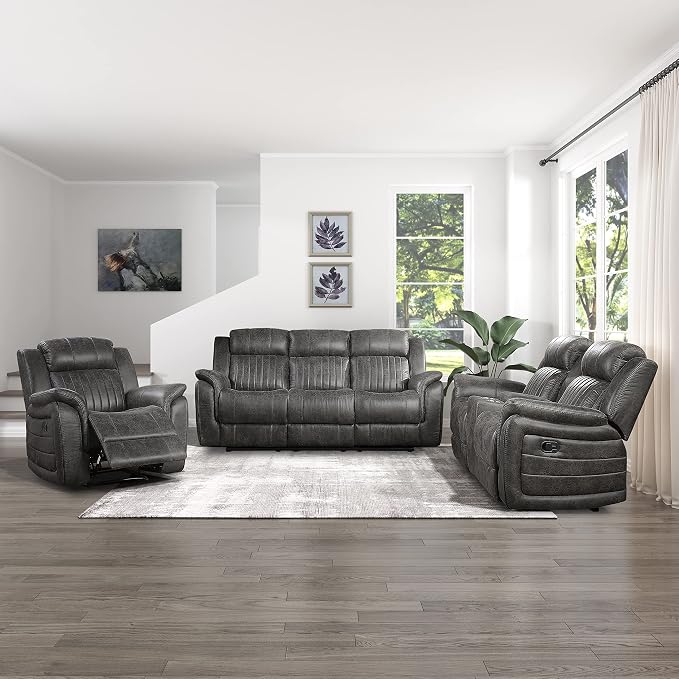 Lexicon Recliner Living Room Set, Home Theater Seating, Manual Polished by Lexicon
