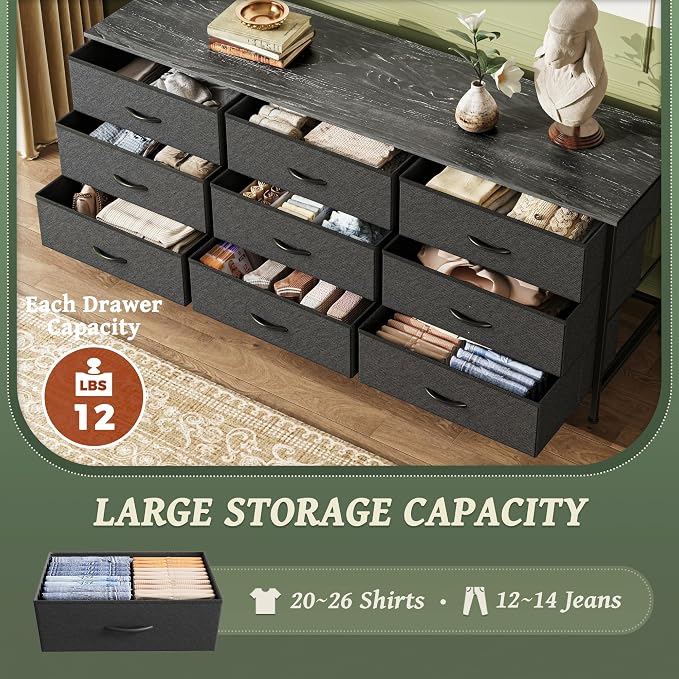 Huuger 9 Drawer Dresser, 55 Inch TV Stand - Image 4