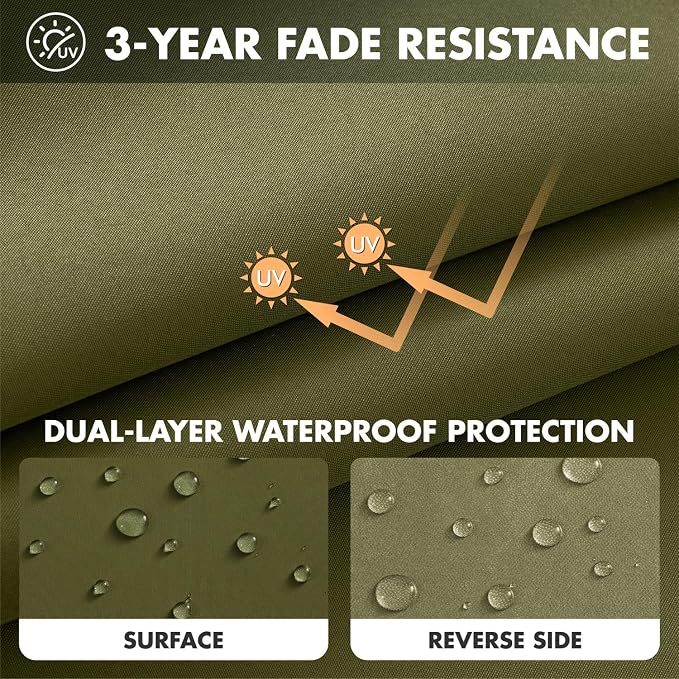 MIULEE Dark Green Outdoor Seat Cushion 24x24 Inch Waterproof & 3 Year Fade - Image 3