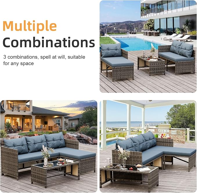 Shintenchi 3 Pieces Outdoor Patio Furniture Sets, Wicker Patio Conversation Sets - Image 7