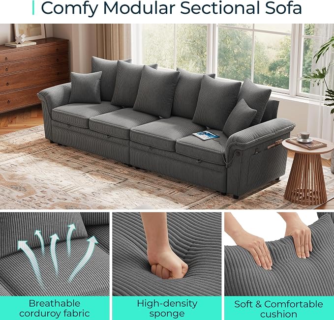 LINSY HOME Oversized Sectional Sleeper Sofa - Image 5