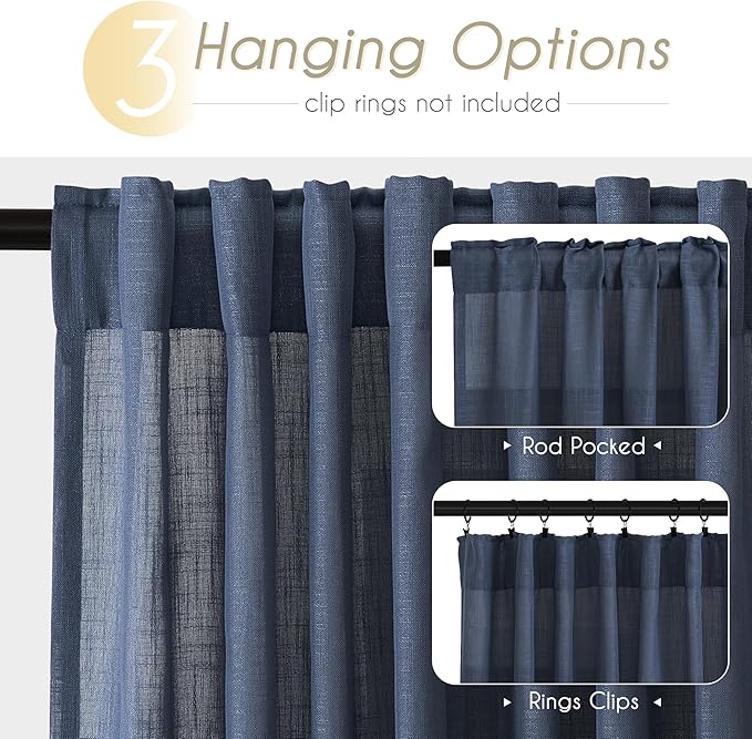 Navy Blue Curtains 92 inch Length - Image 3