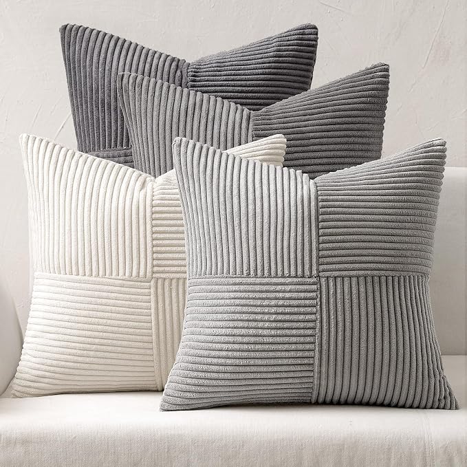 MIULEE Neutral Grey Decorative Throw Pillow Covers 20x20 Inch Set of 4 Modern by MIULEE