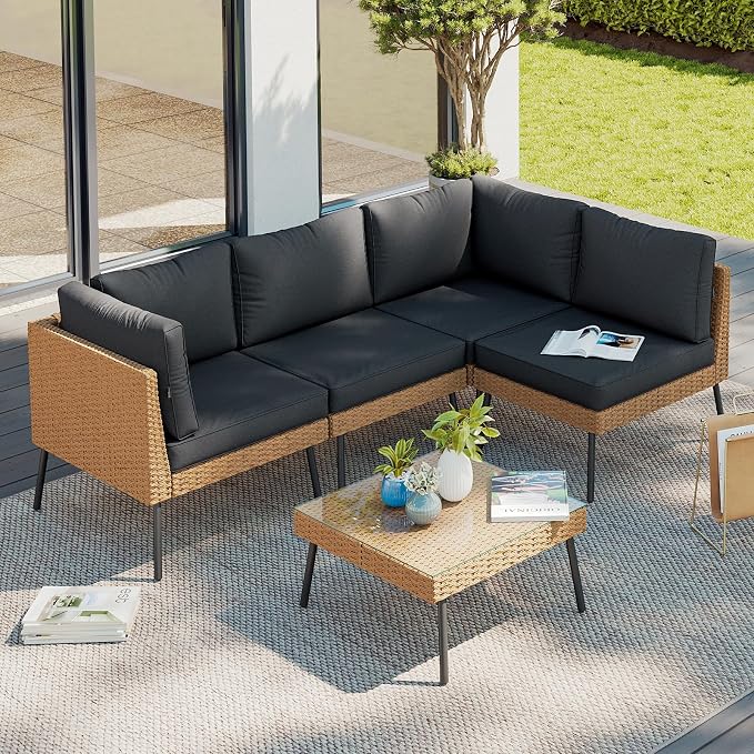 Aoxun Patio Furniture Set, 5 Piece Outdoor Sectional Sofas by Aoxun