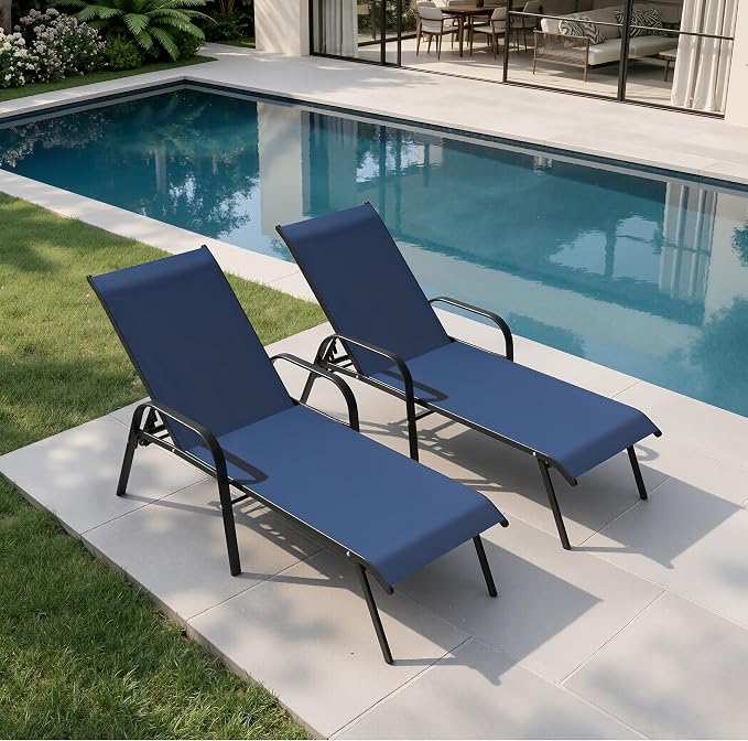 Crestlive Products Outdoor Chaise Lounge Chair, 5-Position Pool Lounge Chairs - Image 8