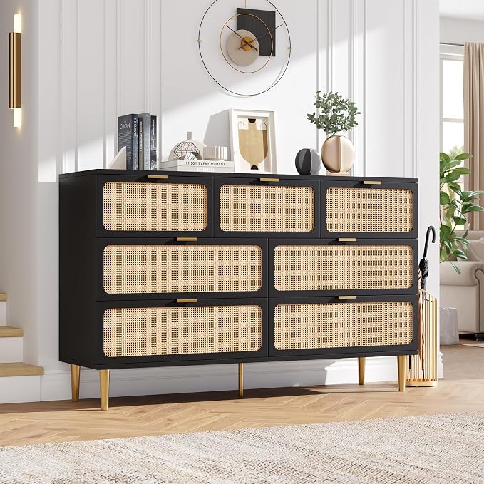 GarveeHome Rattan 7 Drawer Dressers - Image 3