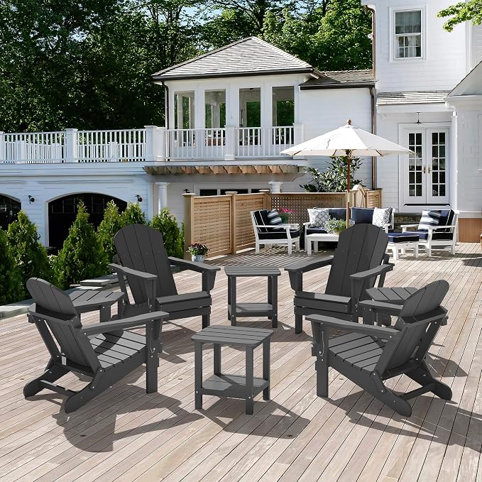 SERWALL Adirondack Table Outdoor Side Table- Gray - Image 9