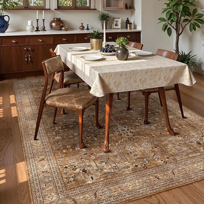 Washable Area Rug 8' x 10' Vintage Traditional Persian Mat - Image 3