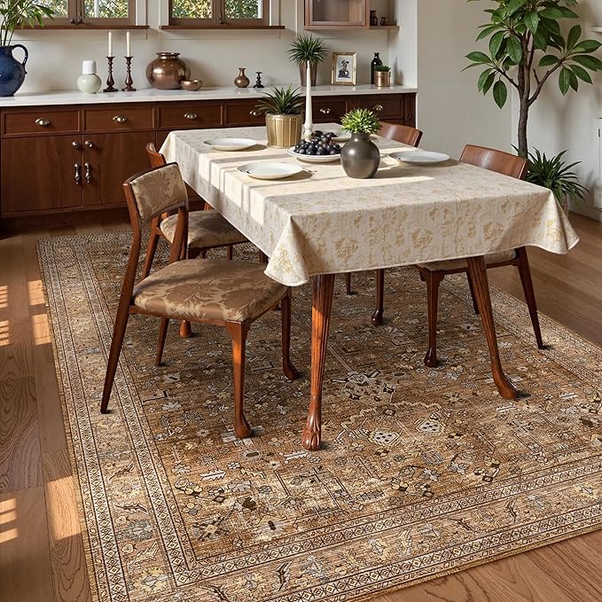 Washable Area Rug 4' x 6' Vintage Traditional Persian Mat - Image 3