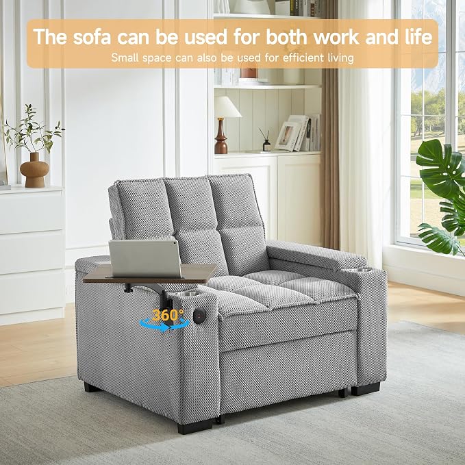 Auvsoce 3-in-1 Folding Convertible Sofa Bed Set of 2, Sleep Couch - Image 6