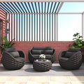 TWT Patio Furniture Set 4 Pieces Aluminum Outdoor Furniture w/27.8in Coffee by TWT