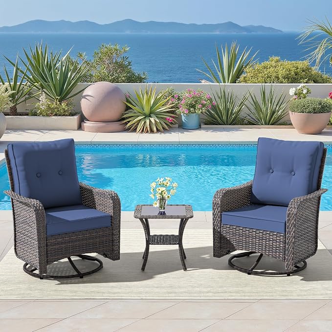 ALAULM Outdoor Swivel Rocking Chairs Set of 2 - Image 2