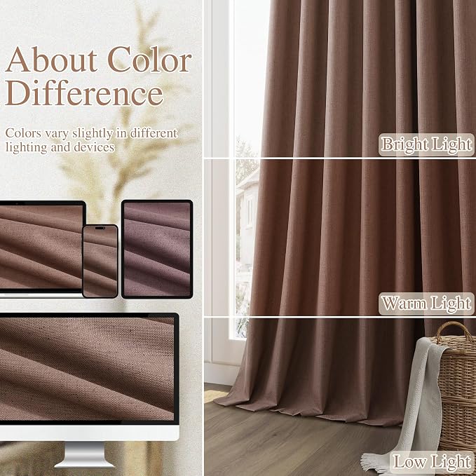 Guken 100% Blackout Curtains 96 Inch Length 2 Panels Set - Image 7