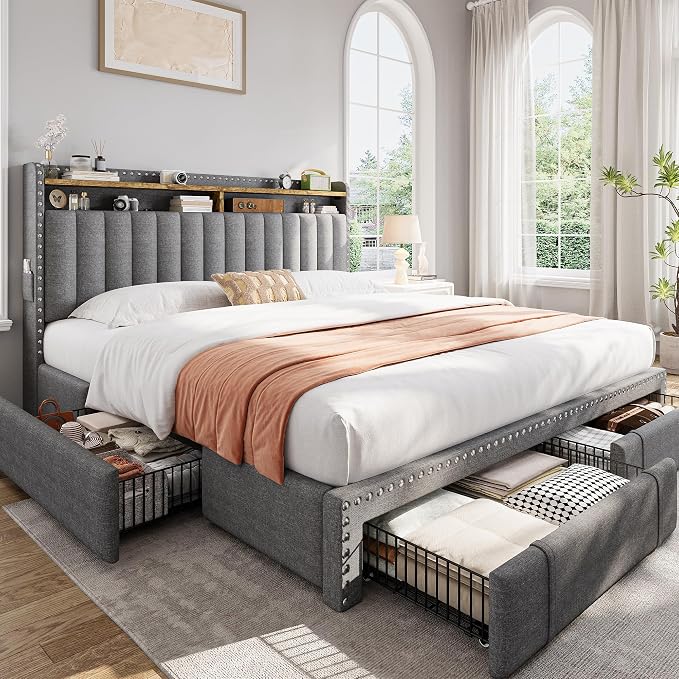 EnHomee Upholstered King Size Bed Frame - Image 9