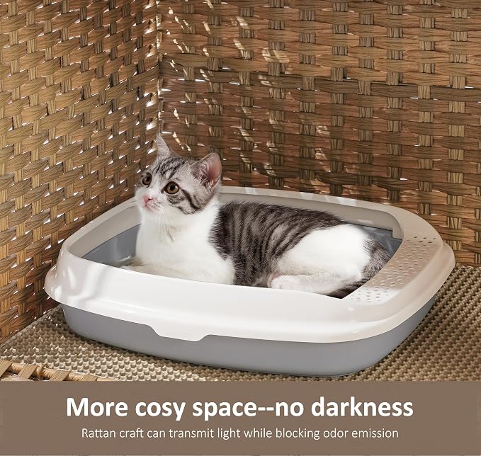 Cat Litter Box Enclosure with Soft Litter Mat; Hidden Cat Washroom Furniture - Image 4