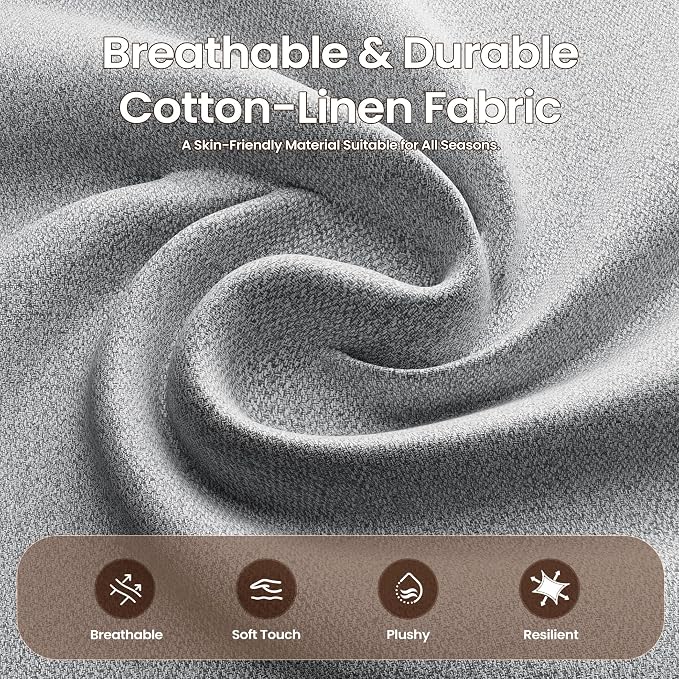 Accent Chair for Living Room Modern Linen Upholstered Armchair Side Wooden - Image 7