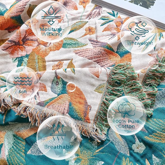 LUTBM Boho Throw Blanket for Bed Cotton Blankets Twin Size for Bedroom Living - Image 7
