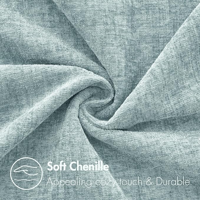 MIULEE Pack of 2 Light Blue Throw Pillow Covers 24x24 Inch Soft Chenille Pillow - Image 2