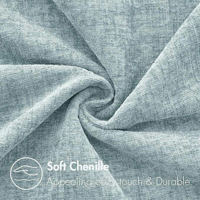 MIULEE Pack of 2 Light Blue Throw Pillow Covers 12x20 Inch Soft Chenille Lumbar - Image 2