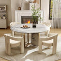 Hyfirm Upholstered Linen Barrel Dining Chairs Set of 4, Modern Accent Kitchen by Hyfirm