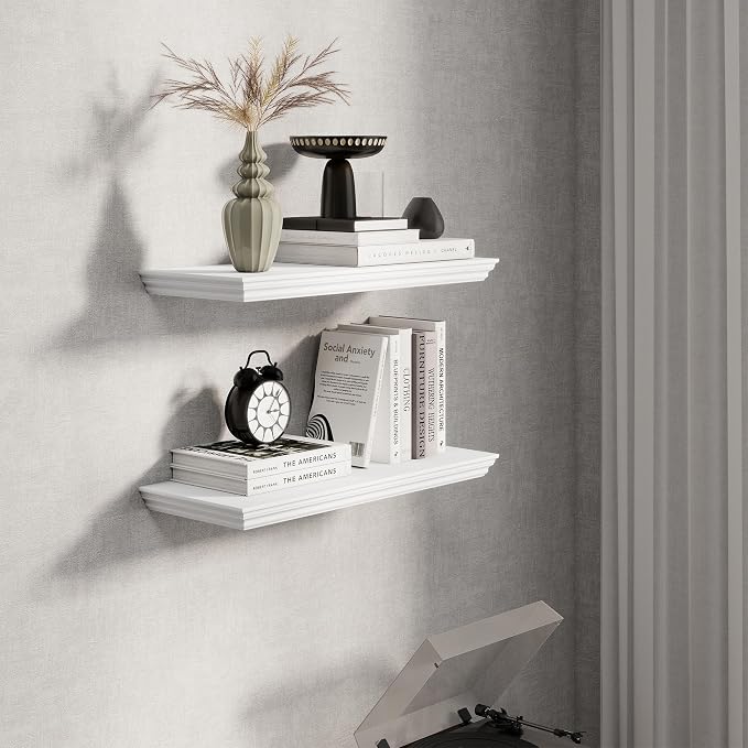 Fun Memories Floating Shelves 24 Inch Long, 9.3 Inch Deep Classic Crown Molding - Image 5
