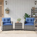 3-Piece Patio Furniture Set, Outdoor PE Rattan Chair by GAOMON