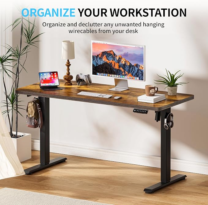 BIZUM Electric Standing Desk, Rustic Brown Sit to Stand Desk Memory Gaming - Image 9