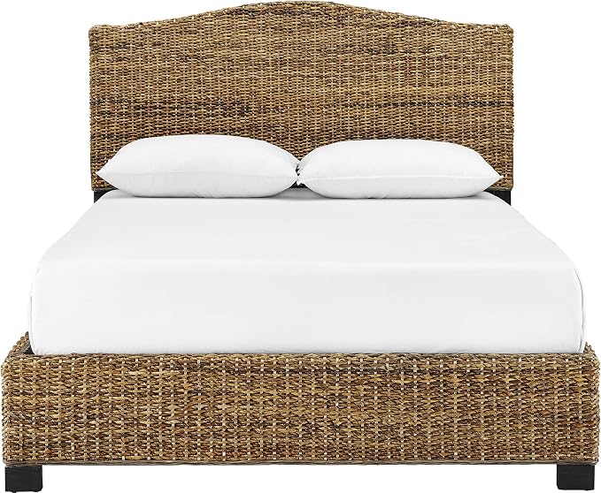 Crosley Furniture Serena Bed, Handwoven Natural Fiber Rattan Headboard and - Image 4
