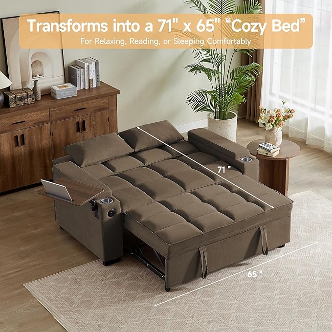 hansones 65'' 3-in-1 Folding Convertible Sofa Bed, Pullout Sofa, Modern - Image 5