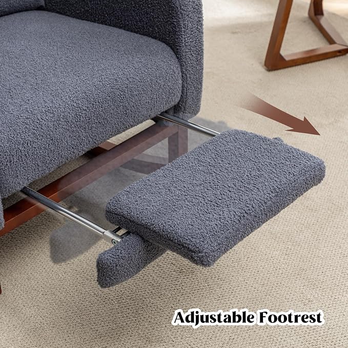 HCHAIRH Rocking Chair with Foot Rest, Teddy Nursery Rocking Chairs, Wingback - Image 5