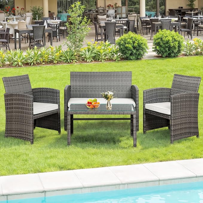 SUNLEI Patio Furniture Set 4 Piece Outdoor Furniture Set, PE Rattan Wicker - Image 8