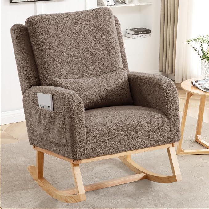 HCHAIRH Rocking Chair Nursery, Teddy Nursing Rocking Chairs, Upholstered by HCHAIRH