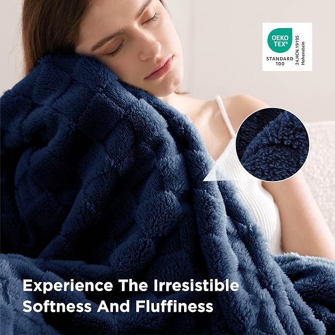 Bedsure GentleSoft Navy Throw Blanket - Image 4