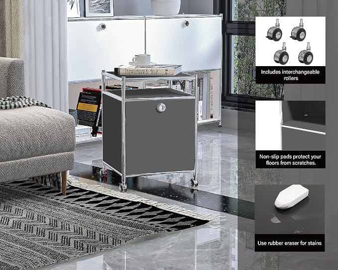 Matte Storage Cart with Flap Door, Large Capacity Storage Cart with Detachable - Image 3