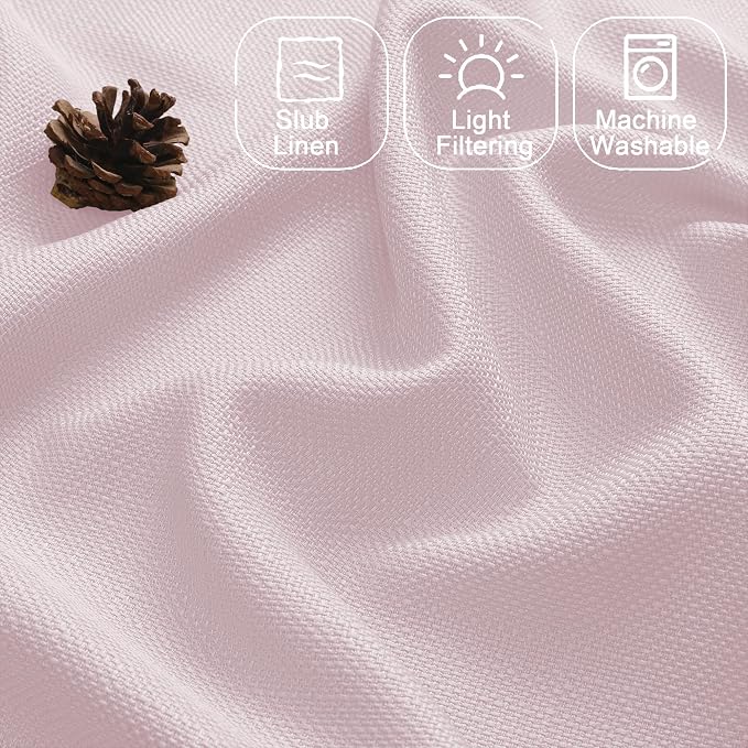 Chyhomenyc Blush Pink Valance for Windows, Light Filtering Faux Linen Solid - Image 3