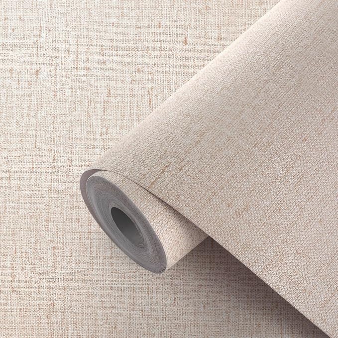 Beige Grasscloth Wallpaper Peel and Stick Textured Self Adhesive Linen Contact by Akywall