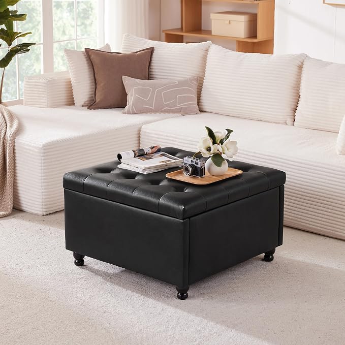 Weture Large Square Storage Ottoman Coffee Table, Oversized Square Ottoman - Image 7
