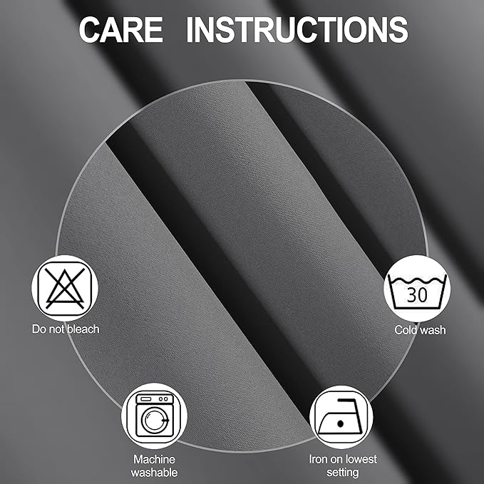 LEMOMO Frost Grey Thermal Blackout Curtains/52 x 54 Inch/Set of 2 Panels Room - Image 4