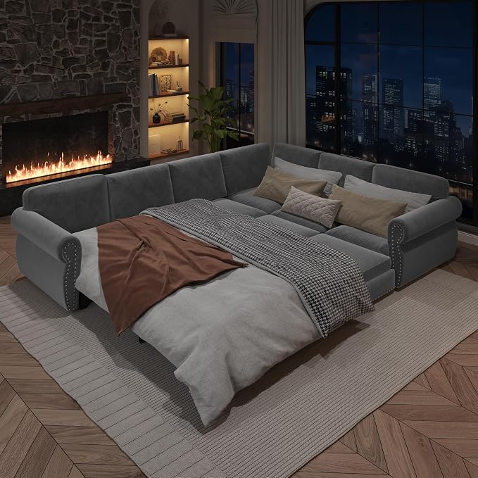 118" L-Shaped Sleeper Couch Bed - Image 7